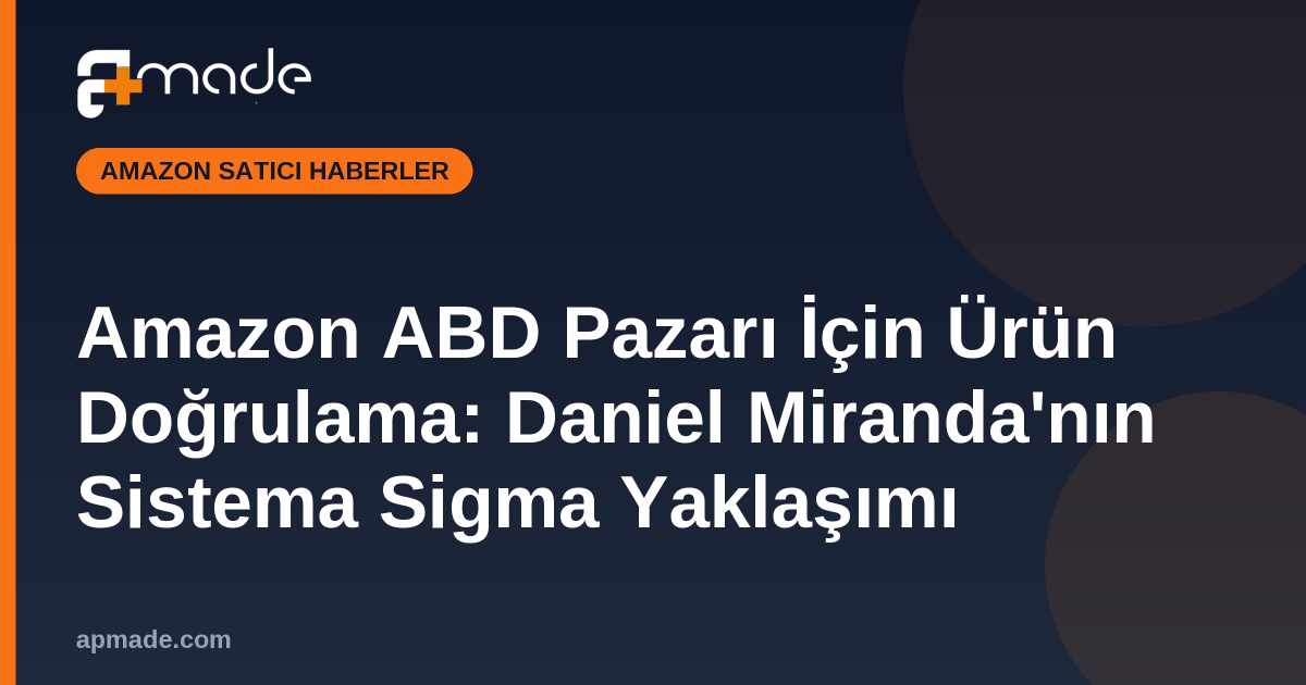 Amazon ABD Pazarı İçin Ürün Doğrulama: Daniel Miranda'nın Sistema Sigma Yaklaşımı